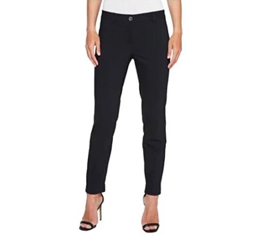 Michael Kors Brushed Skinny Black Ankle Pants, Women's Size 2 Tapered, Slit